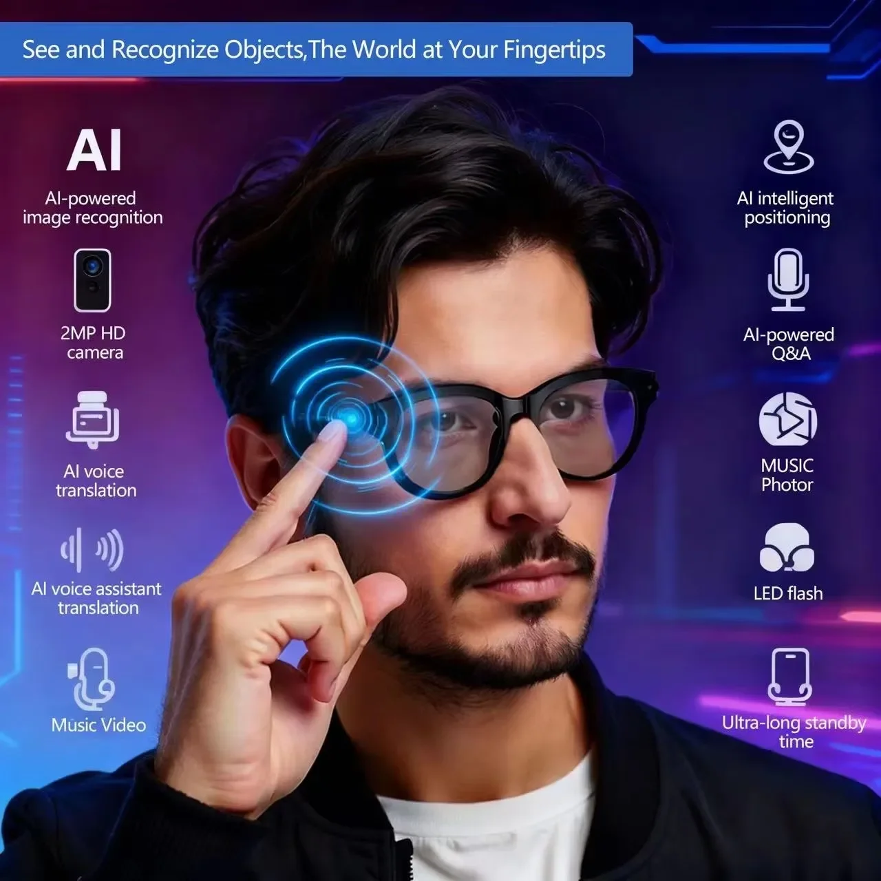 Audio Music To Video Ai Free - Occhiali da Sole AI per Uomo